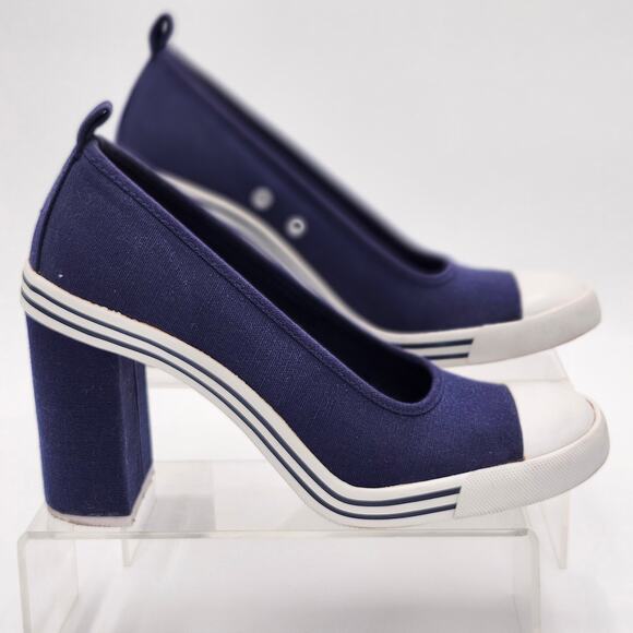 Chinese Laundry Canvas Sneaker Heels Blue Hip Hop Y2K Anime Size 9 S0046 - Picture 1 of 9